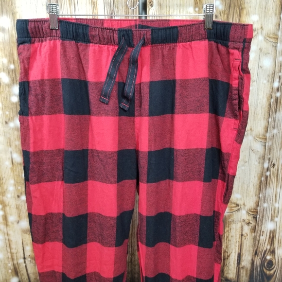 Old Navy Red Buffalo Plaid Christmas Men's XL Tall Drawstring Jogger Pajamas - Picture 2 of 7